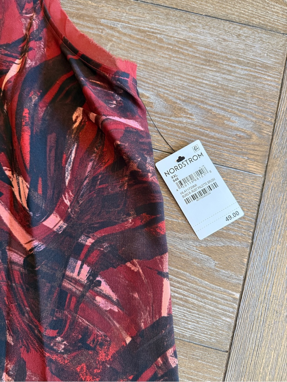 Halogen Burgundy Rust Abstract V-Neck Tank Blouse NWT - Picture 2 of 3